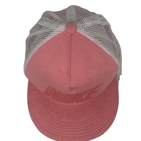 Vintage Nike Snapback Truckers Hat Mesh Back Block Letters Pink Cap #56323 Nice - Picture 6 of 12